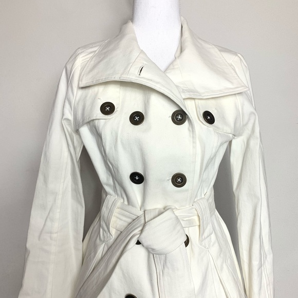 Jack Anthropologie White Belted Trench Jacket - Picture 2 of 8